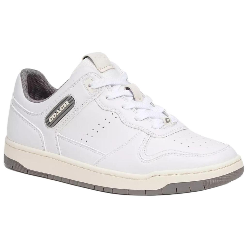 Coach C201 Leather Round Toe Lace-Up Low-Top Sneakers Women Sneakers White CR954-VKN