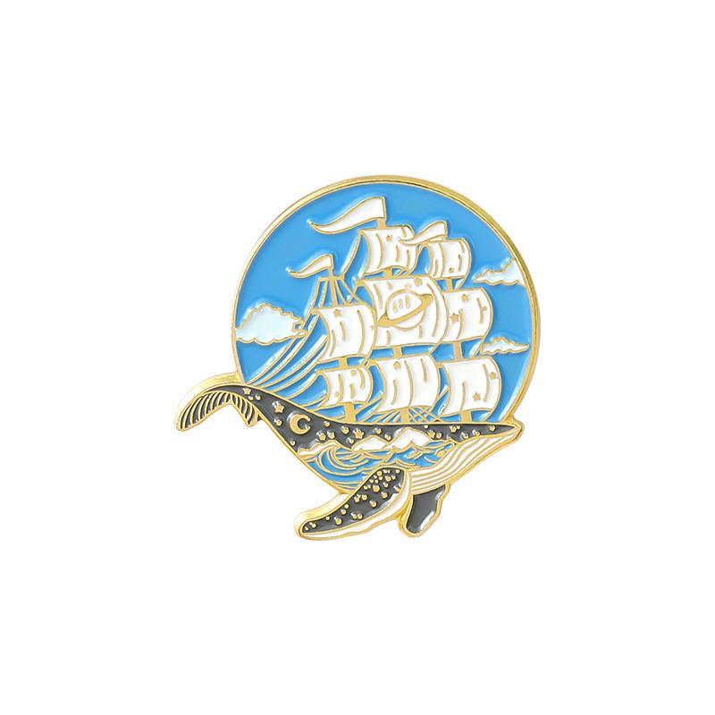 Creative Whale Design Alloy Brooch With Stunning Wave And Starry Sky Features For All Occasions