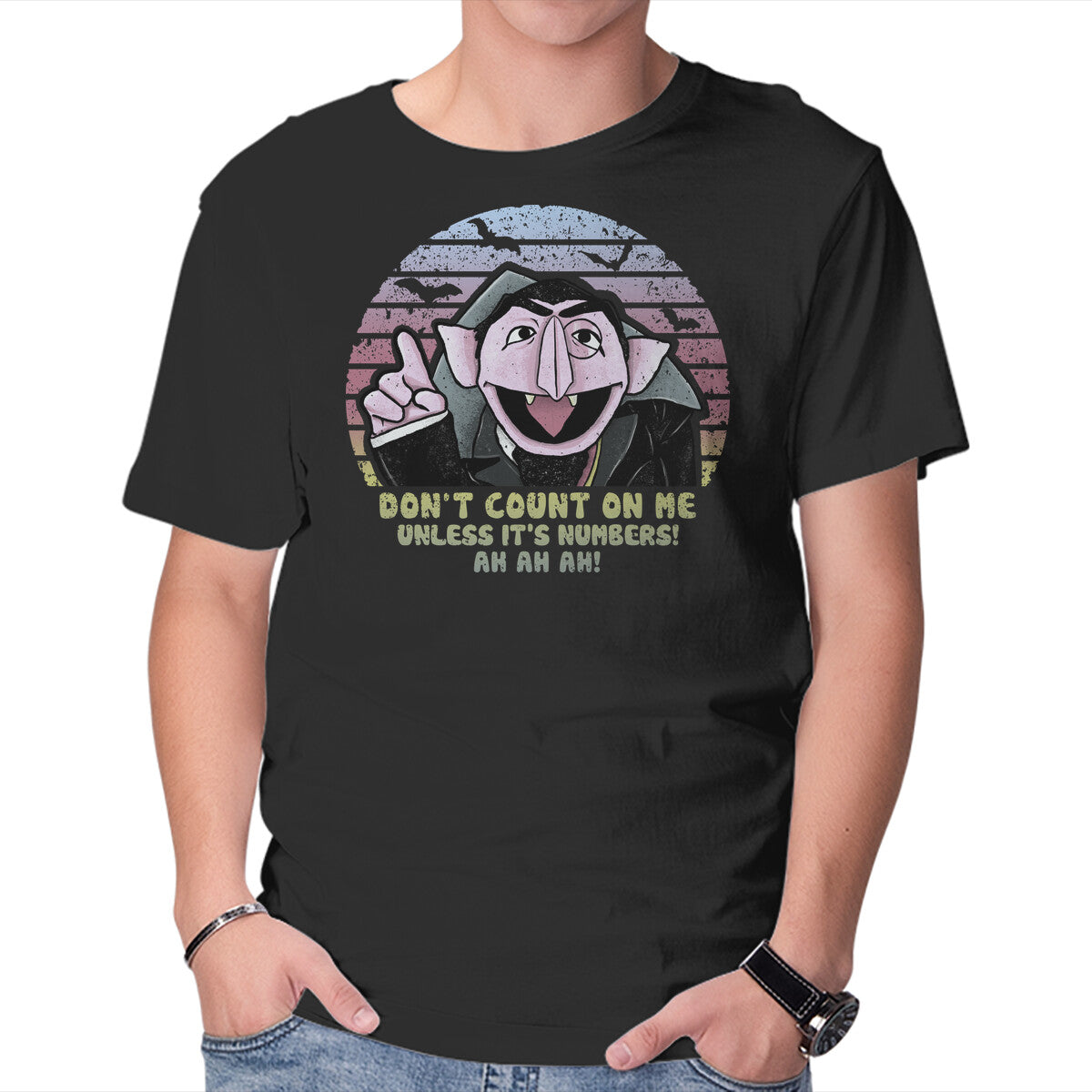 Unisex Crew Neck T-Shirt Don t Count On Me Graphic Short Sleeve Casual Tee M