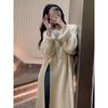 Womens Oversized Knit Midi Dress With Side Slit Loose Fit Long Sleeve Sweater Winter