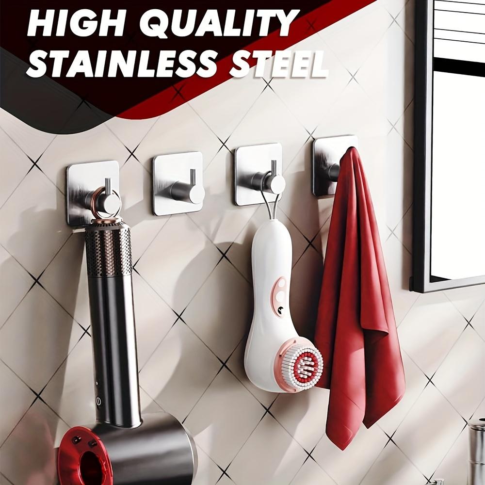 4-Pack Stainless Steel Robe & Towel Hooks - Wall Mounted, Easy To Install, Space-Saving  Hooks for Bathroom, Kitchen and Home Organization