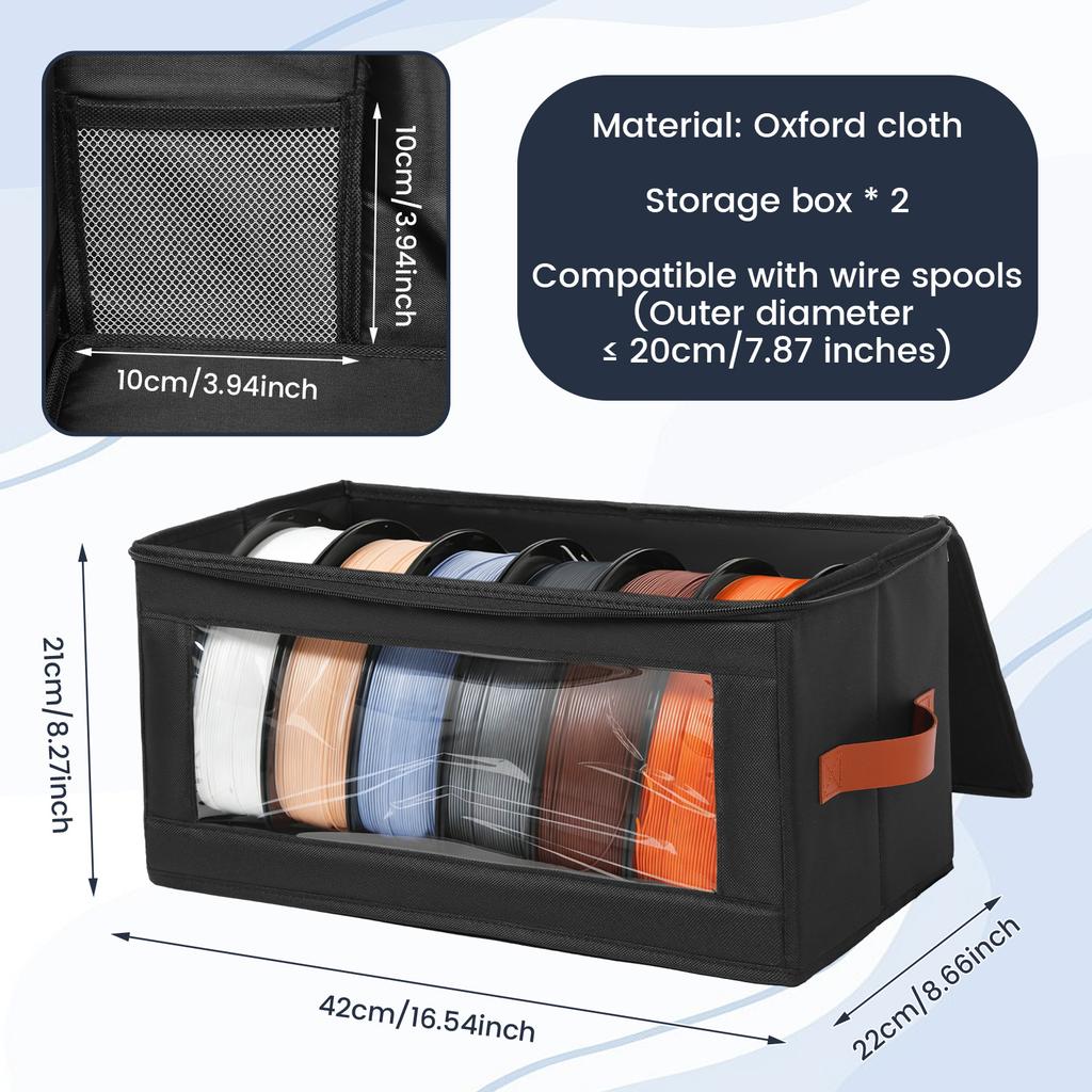 2 Pack Filament Storage Box 3D Printer Filament Storage Container Holds 3D Printing Accessories Holder Rack for Office Lab