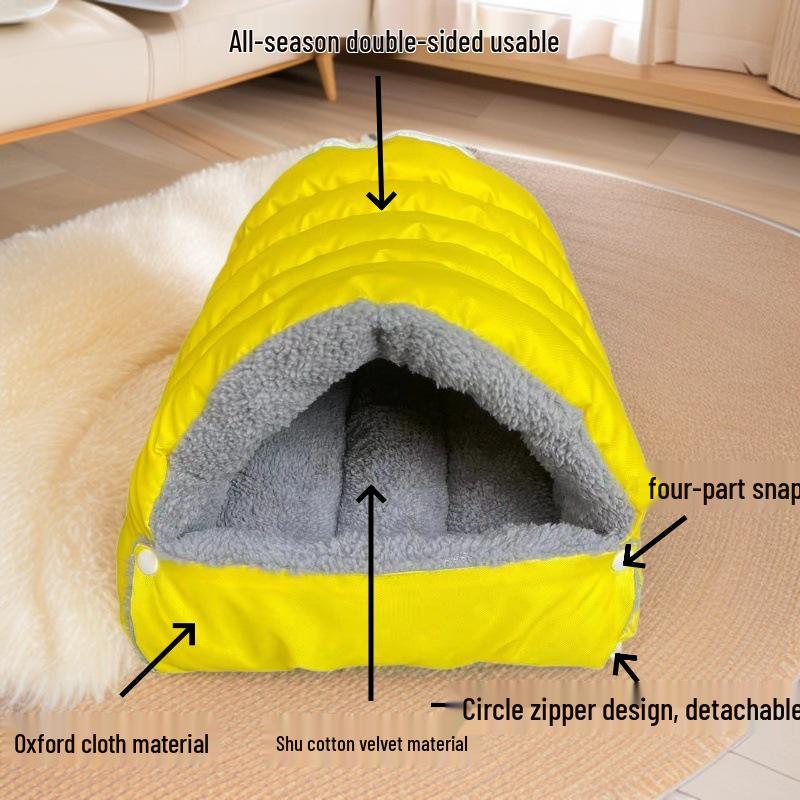 Cat & Small Dog Winter Warm Semi-Closed Nest - Spacious All-Season Sleeping Bag