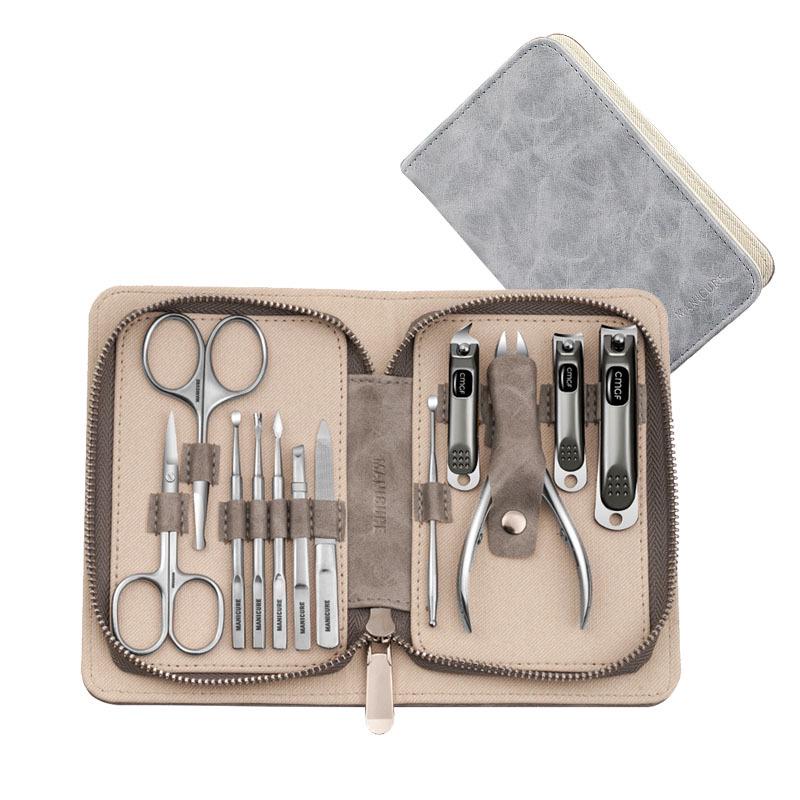 Deluxe 12-Piece Stainless Steel Manicure Set - Customizable Nail Clippers & Tools