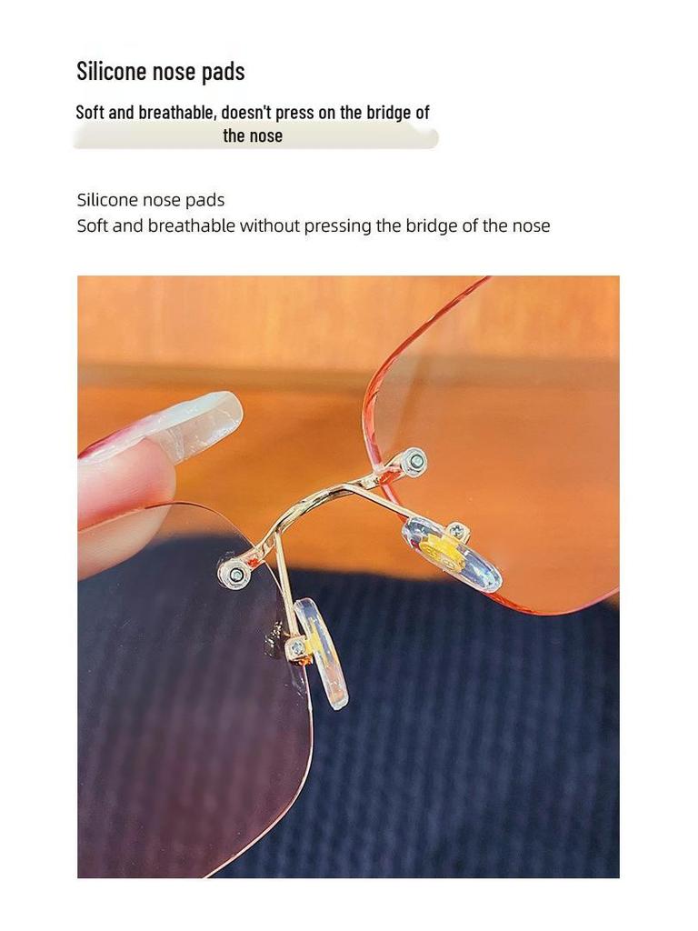 Baby's Breath Frameless Anti-Blue Light Glasses: Trendy Blush Square Frame for Women