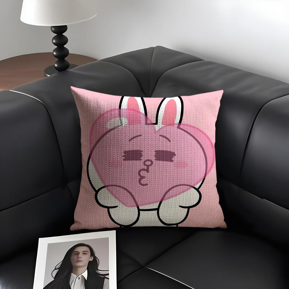 C-Cony Cartoon Cushion Cover Natural Linen Organic Fabric Double-Sided Printing Sofa Home Decor Gift Pillow Case