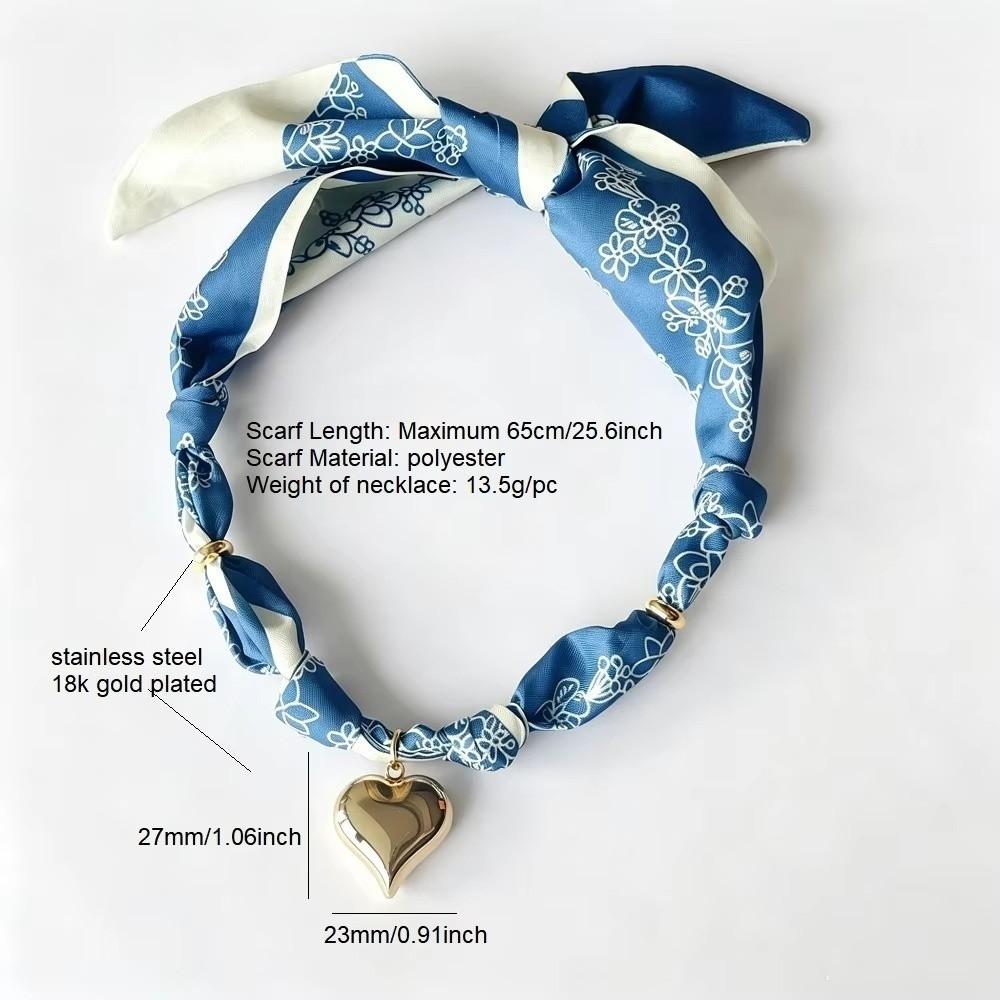 Handmade Bandana Scarf Necklace Lightweight Choker Necklace Gifts Heart Pendant  Daily Wear
