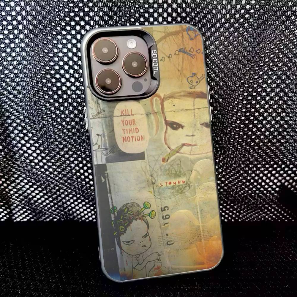 

Cute Y-Yoshitomo Nara Phone Case For iPhone 17,16,15,14,13,12,X,8,Pro,Max,Plus,E,SE4,Air,Mini IMD Matte Black iPhone13