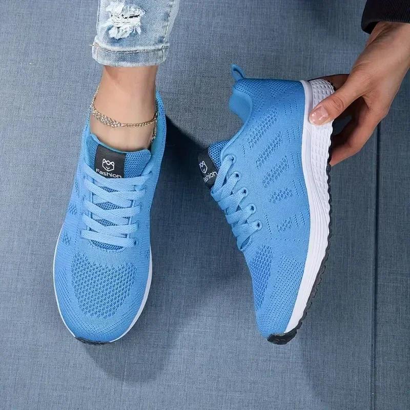 Women'S Casual Flats Sports Shoes Mesh Breathable Trainers Ladies Shoes Platform Female Sneakers For Women Basket Tenis Feminino