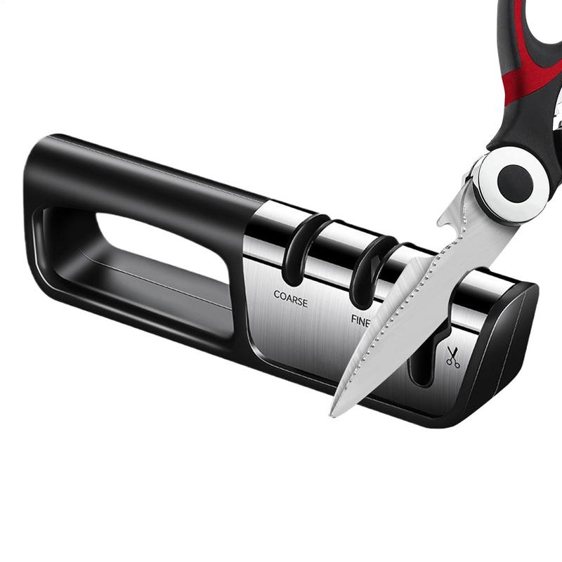 Kitchen Cutter Sharpener 3-Stage Manual Scissor Sharpener Professional Accessories for Chefs and Beginners Kitchen Tool