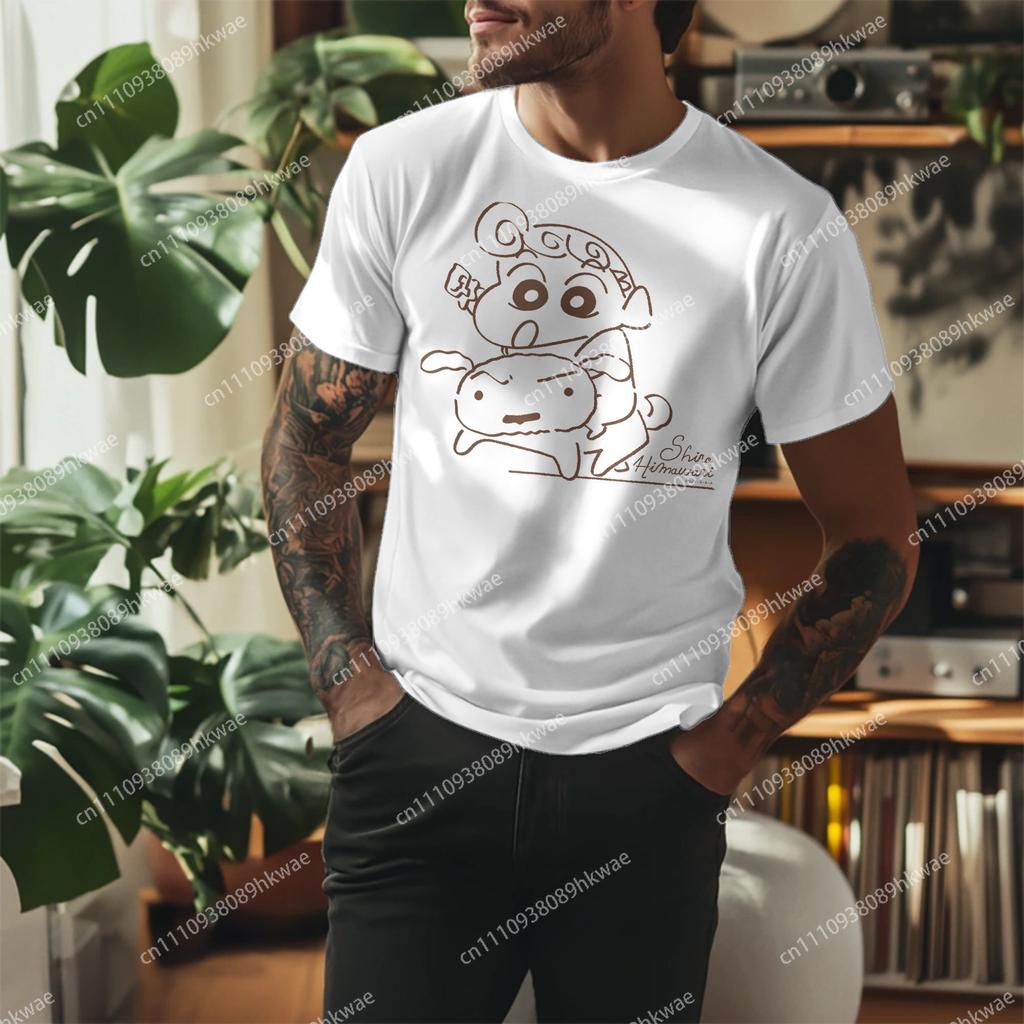 Unisex Unisexs Crayon Shin Chan Himawari Shiro T Shirts 100 Cotton Tops Casual Short Sleeve Crew Neck Tees Original Tshirts