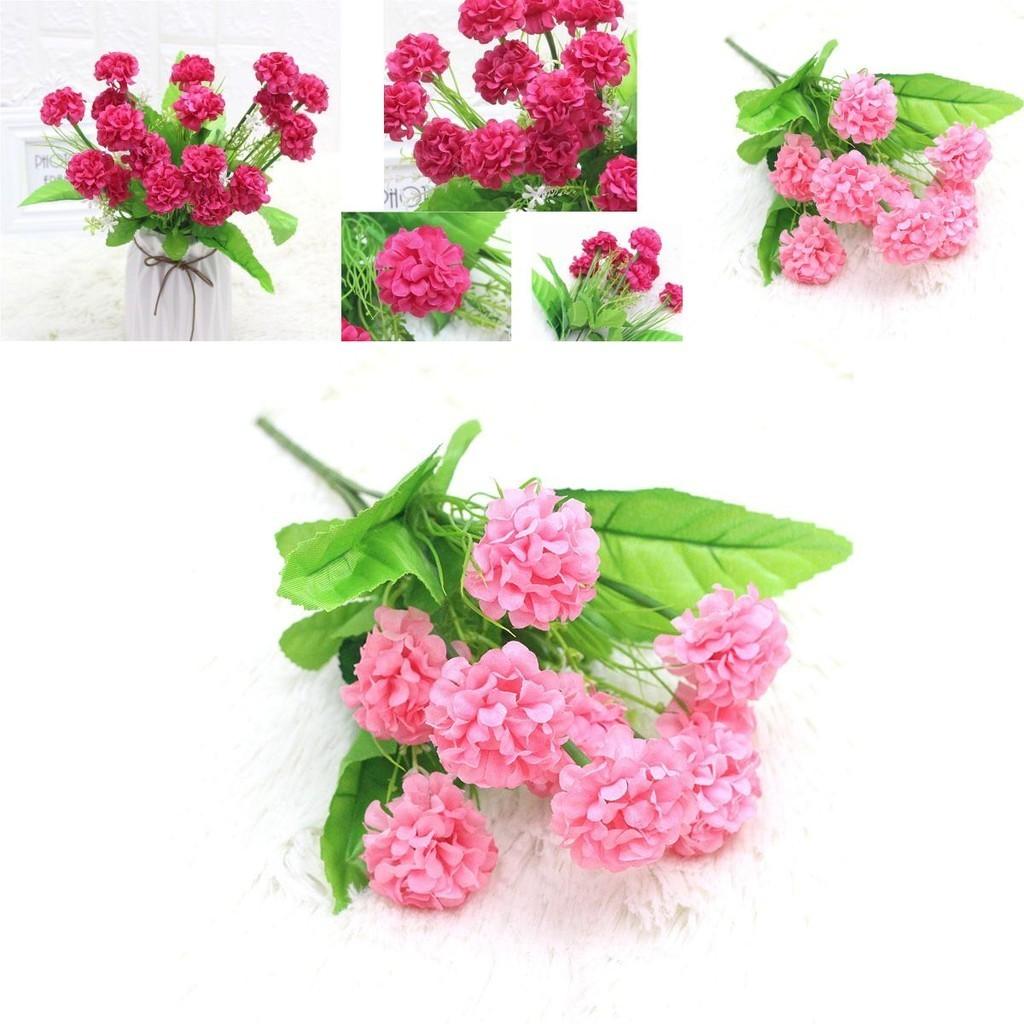Elegant 9 Heads Artificial Carnation Silk Flowers Bouquet For Home And Wedding Decor