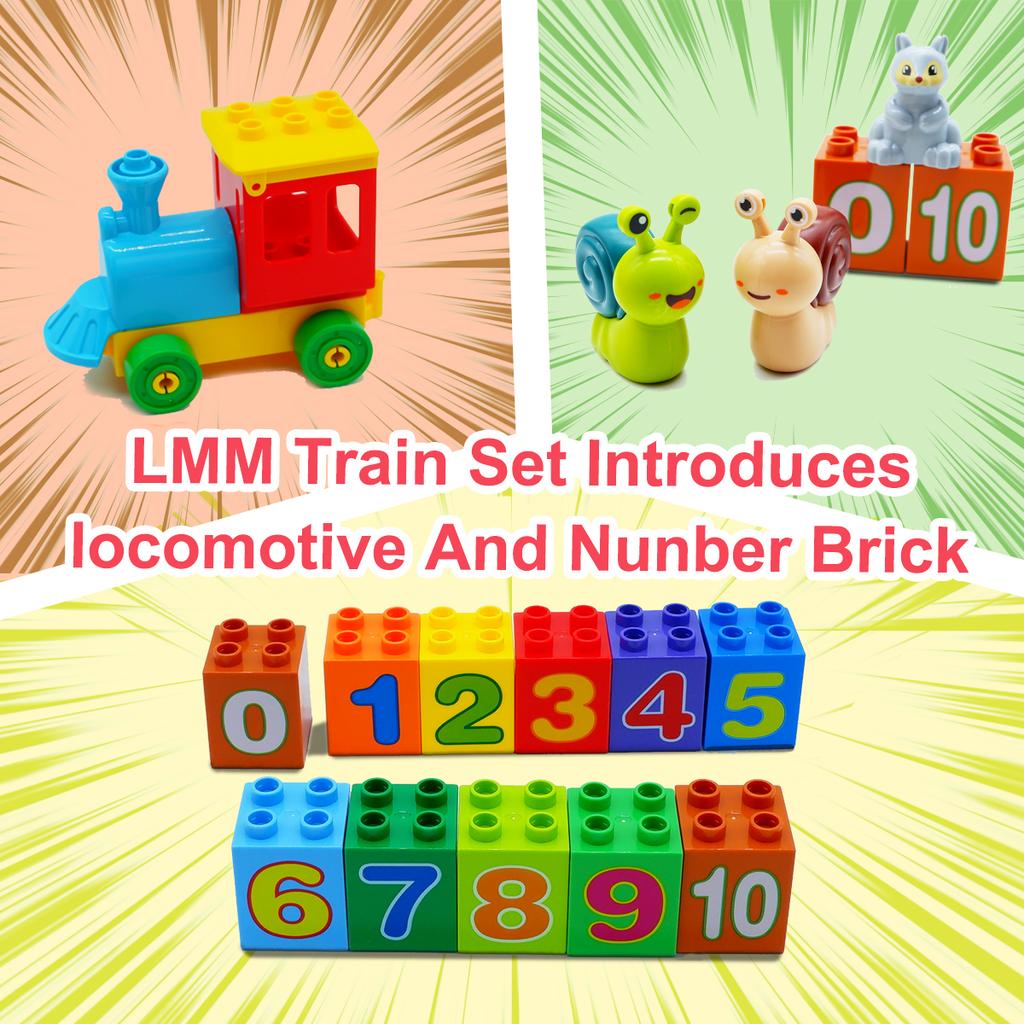 Big Size Building Blocks Set Compatible Duplo Train Animals Digital Model Toddlers Educational Cars Bricks Toys Kids Gifts