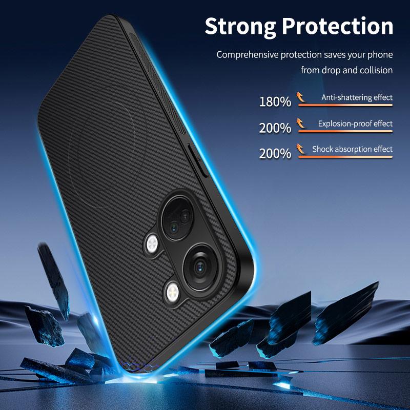 For One Plus Nord 3 Luxury Matte Armor Shockproof Case For One Plus Nord 3 Carbon Fiber For Magsafe Wireless Charge Phone Cover