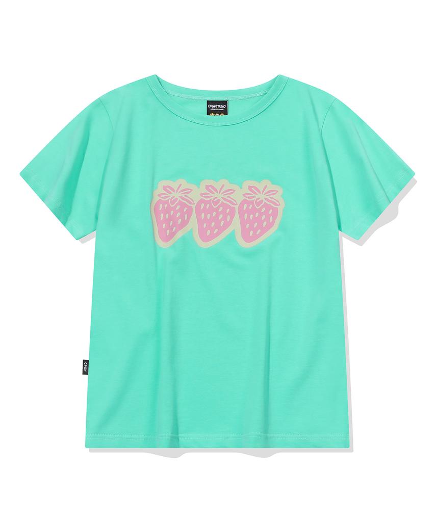 CPGN STUDIO Pop Strawberry Crop Short Sleeve Tee Mint