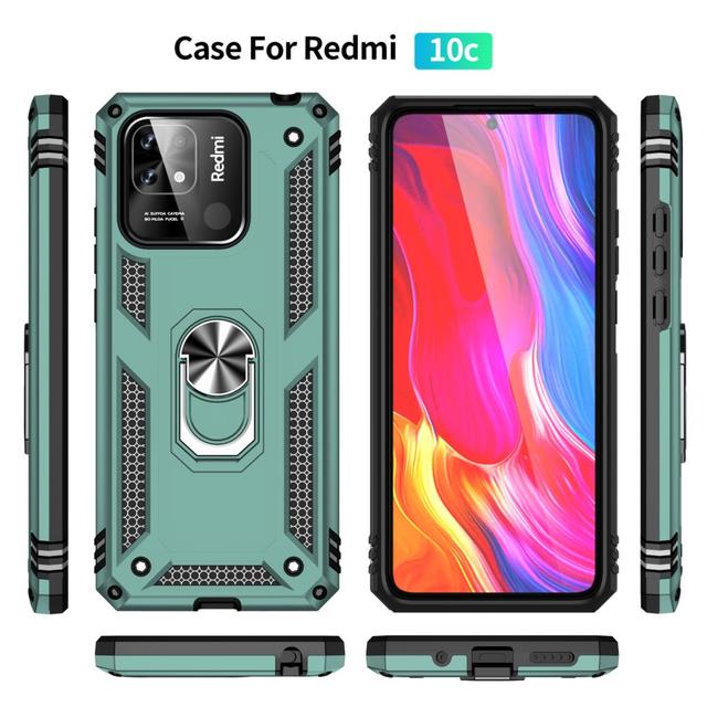 Kryt Pouzdro pro Xiaomi Redmi 10C 10 C Nárazuvzdorný Pancéřovaný Odolný Vojenský Ochranný Držák Prstenu Magnetické Pouzdro na Telefon
