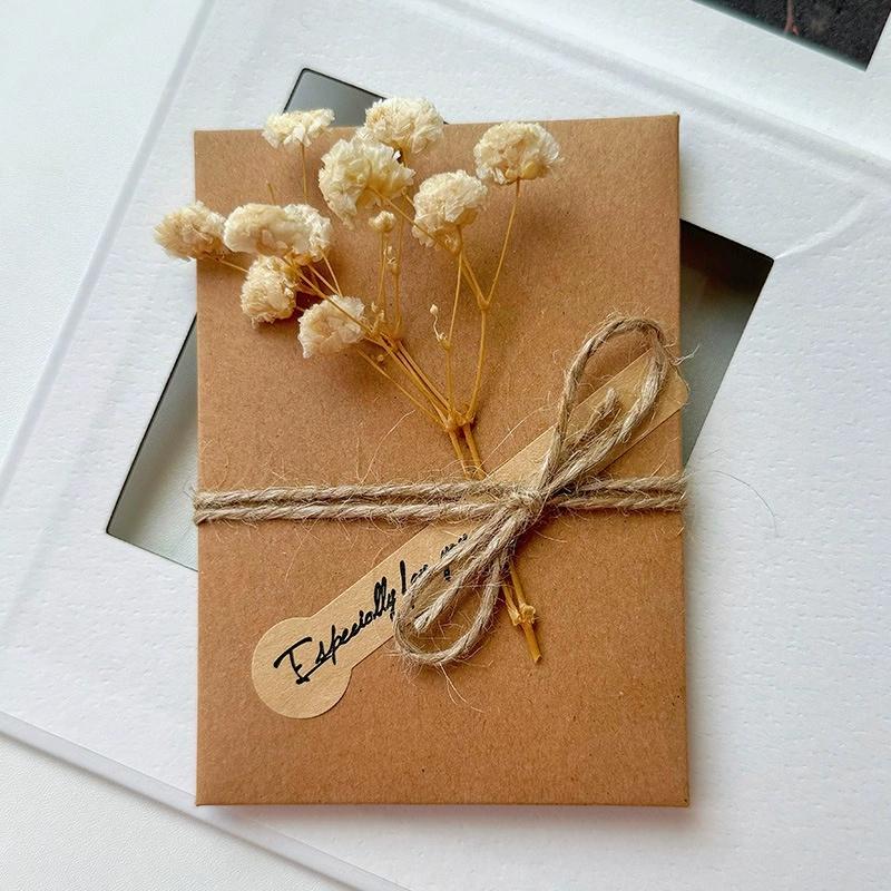 Vintage Handmade Kraft Paper Flower Greeting Card Birthday Card Thank You Card Greeting Card Envelope Student Stationery Supplies