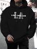 Unisex New Stylish And Personalized Los Angeles California Letter Print Casual Sweatshirt, Fashionable Drawstring Hoodie for Autumn And Winter, Comfor