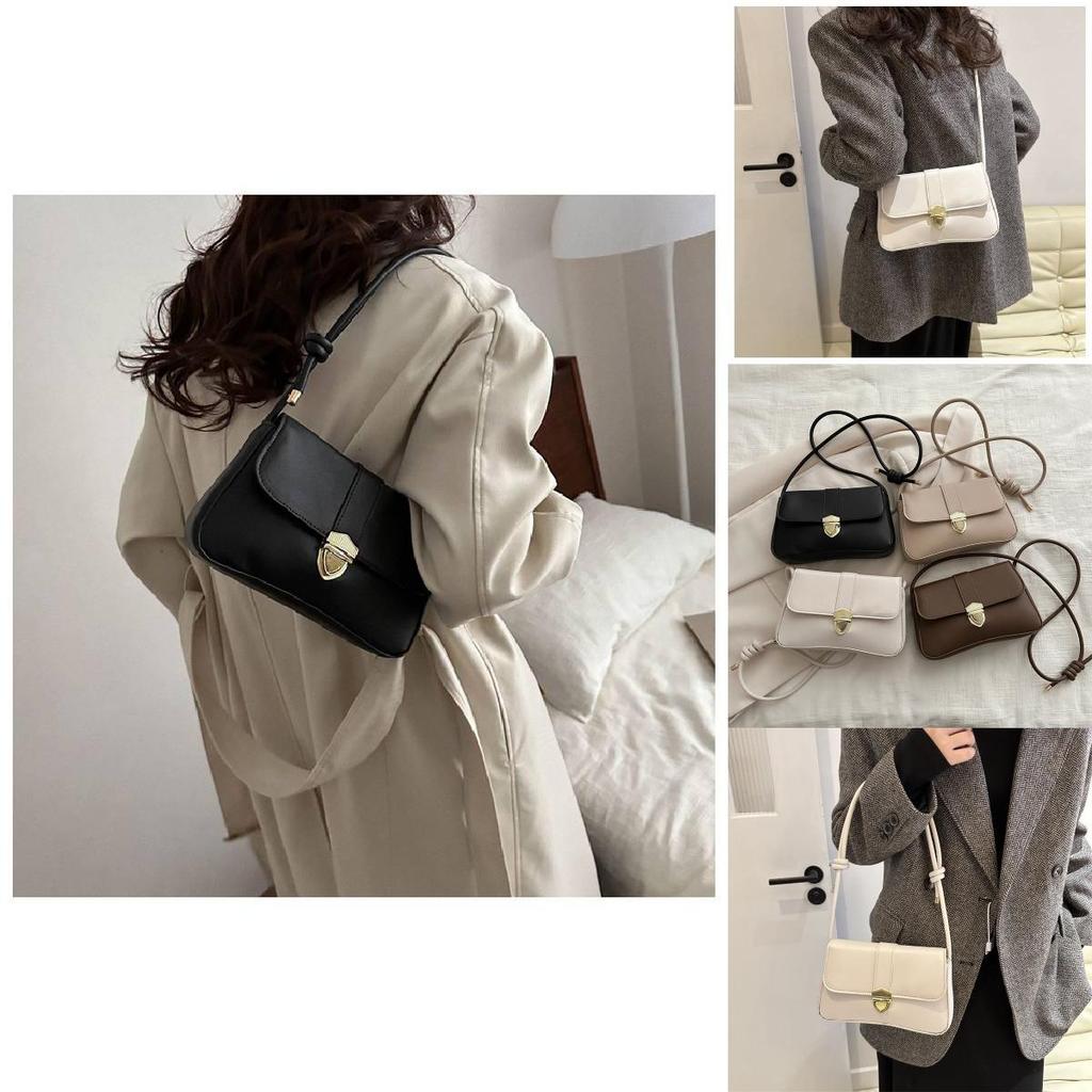 Street Style Pu Leather Shoulder Bag Mid-size Chic Underarm Bag**