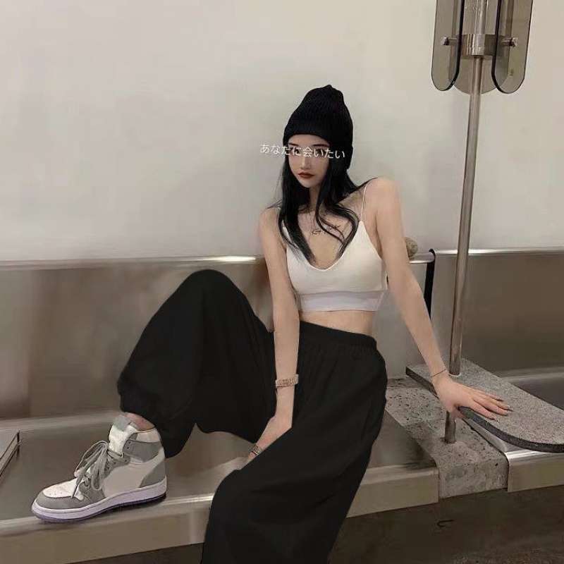

Summer sweatpants children s loose and versatile trend students Korean version of Harlan pants tied feet high waist casual straight suit 2XL