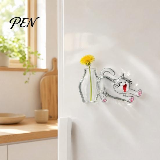 Cat Whisker Holder Whiskers Refrigerator Magnet, Transparent Furs Keepsake Vase Hair Storage Fridge Pet Memorial Decoration for Home, Kitchen