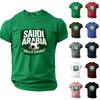 Men's Short Sleeve Crew Neck T-Shirt Featuring Saudi Arabia Football Graphic Print Casual Fit Comfortable Material Suitable for Everyday Wear