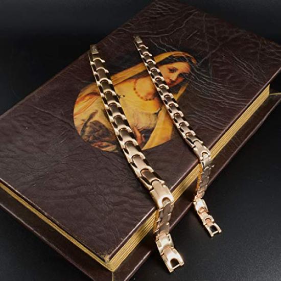 Germanium Bracelet for Men and Hematite Jewelry Rose [HACHI] Women, Magnetic, Anti-Static Bracelet, (20cm, Gold)