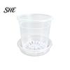 Indoor Garden Flower Planters Clear Plastic Orchid Pot with Saucer, Plant Ventilated Pots for Succulents Drainage Holes, Rose, Phalaenopsis, Seedings