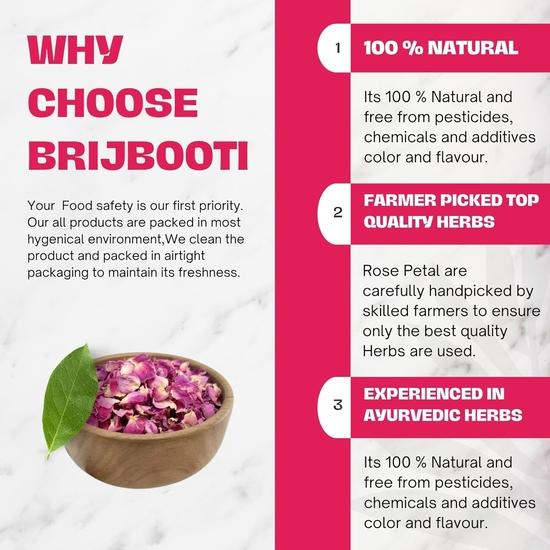 Birju Mahavir 100 GR DRY ROSE PETALS/GULAB PATTI (BMKB)