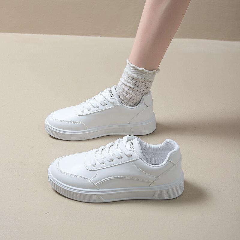 Foreign trade large size women's shoes fashion white shoes spring leather sports board shoes women's 2025 white versatile casual shoes