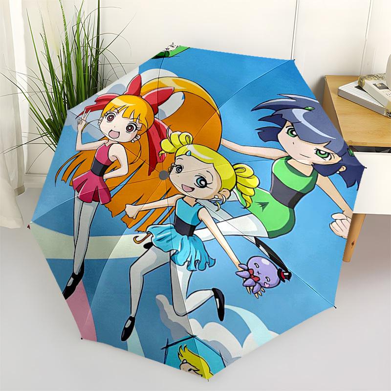 

1pc Rainbow Magic Girls Automatic Opening/Closing Outdoor Umbrella with Convenient 3-Fold Design, Iron Frame, Outdoor Use, Perfect Gift for Fans,