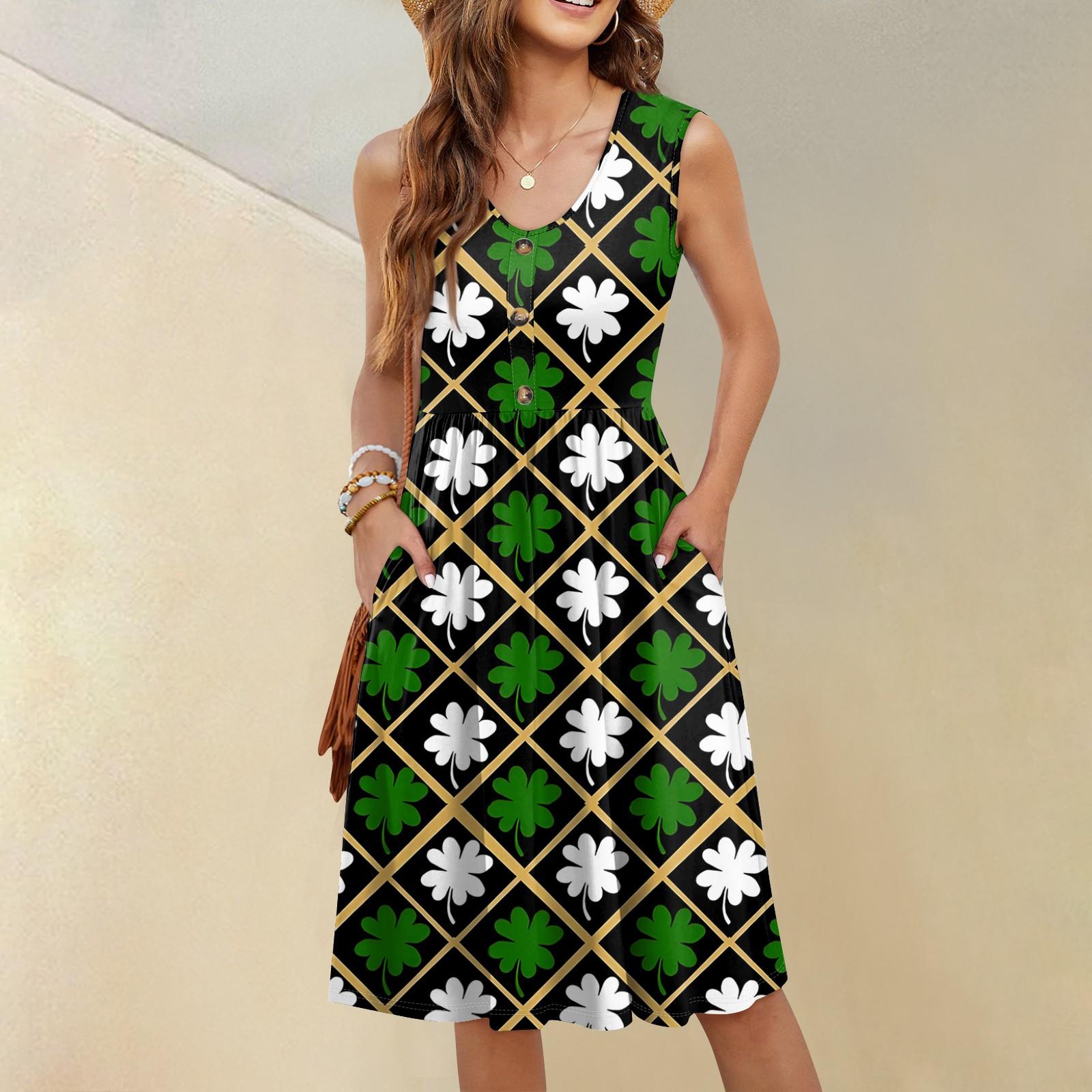 

Женское повседневное модное сексуальное платье с v-образным вырезом и пуговицами без рукавов с цветочным принтом S чёрный