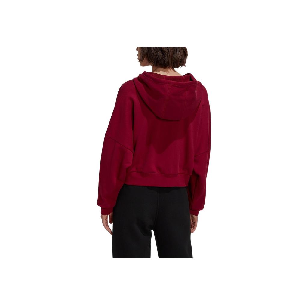 adidas Jachetă Originals Trefoil cu glugă, dungi laterale și șnur, îmbrăcăminte exterioară pentru femei, roșu HM2133