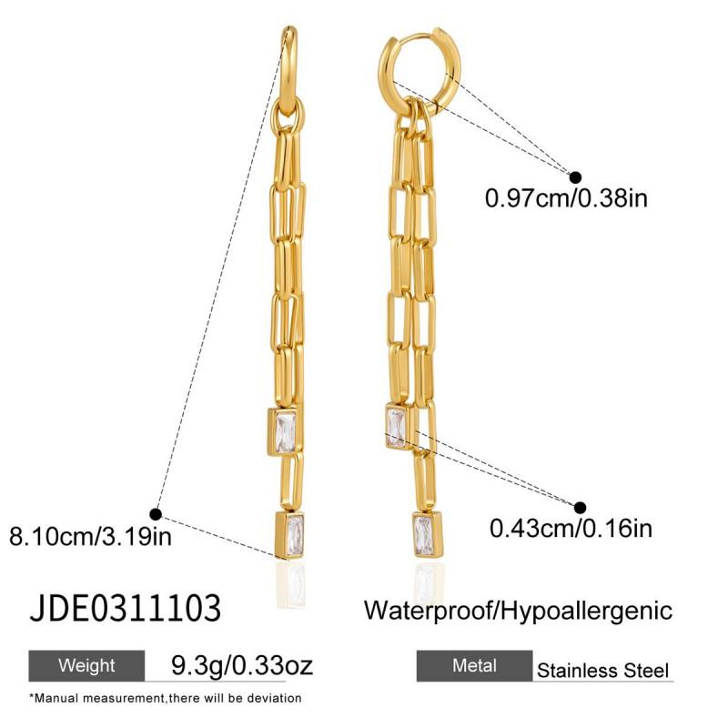 Titanium Steel Chain Tassel Earrings Pearl Ear Jewelry Women Fashion Commute Style