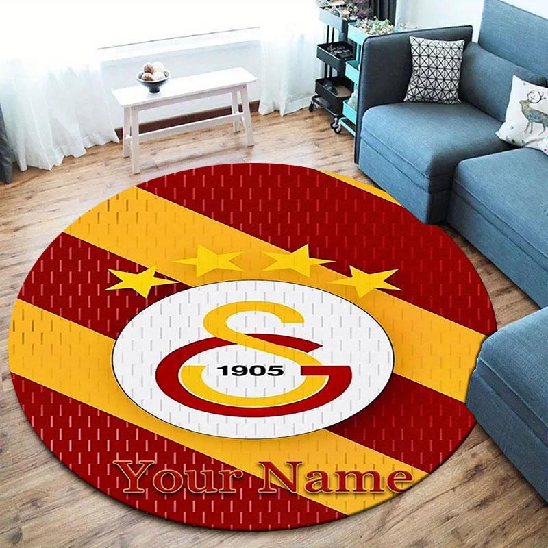 Galatasaray S Custom Name Round Area Rug,Carpet Rug for Living Room Bedroom Sofa Playroom Decor,Non-slip Floor Mat