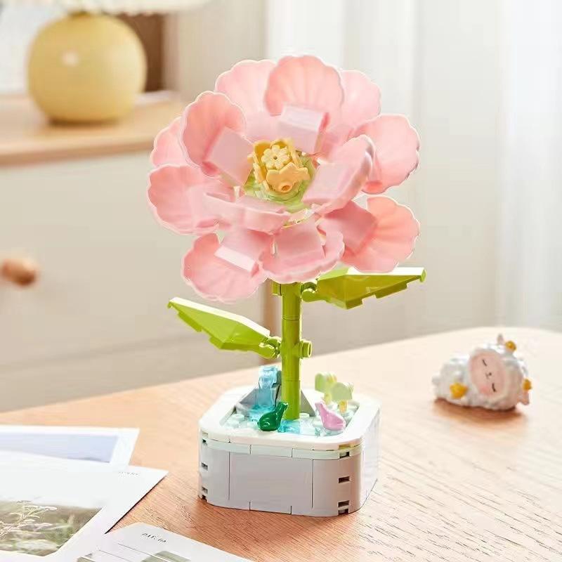Building Block Flowers Potted Plants Sunflowers Tulips Fragrant Flower Decorations Puzzle Toys Holiday Gifts