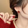 Silver Needle Strawberry Stud Earrings Are Small, Fresh, Cute, Sweet, Unique and Creative Earrings, Stylish and Simple, Niche Design Earrings