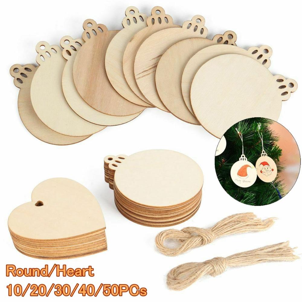 Pattern Christmas Decor Round Wooden Discs Wood Slices DIY Craft Christmas Ornaments Hang Decor