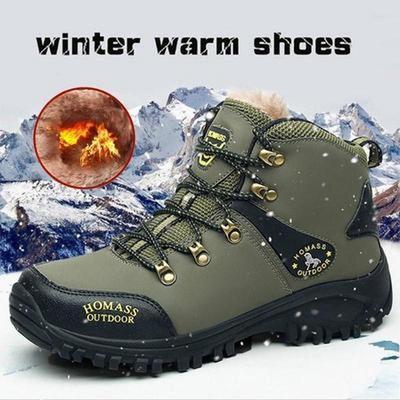 Rutschfeste, wasserdichte High-Top-Outdoor-Wanderschuhe aus Baumwolle, rutschfest, Größe 38–46