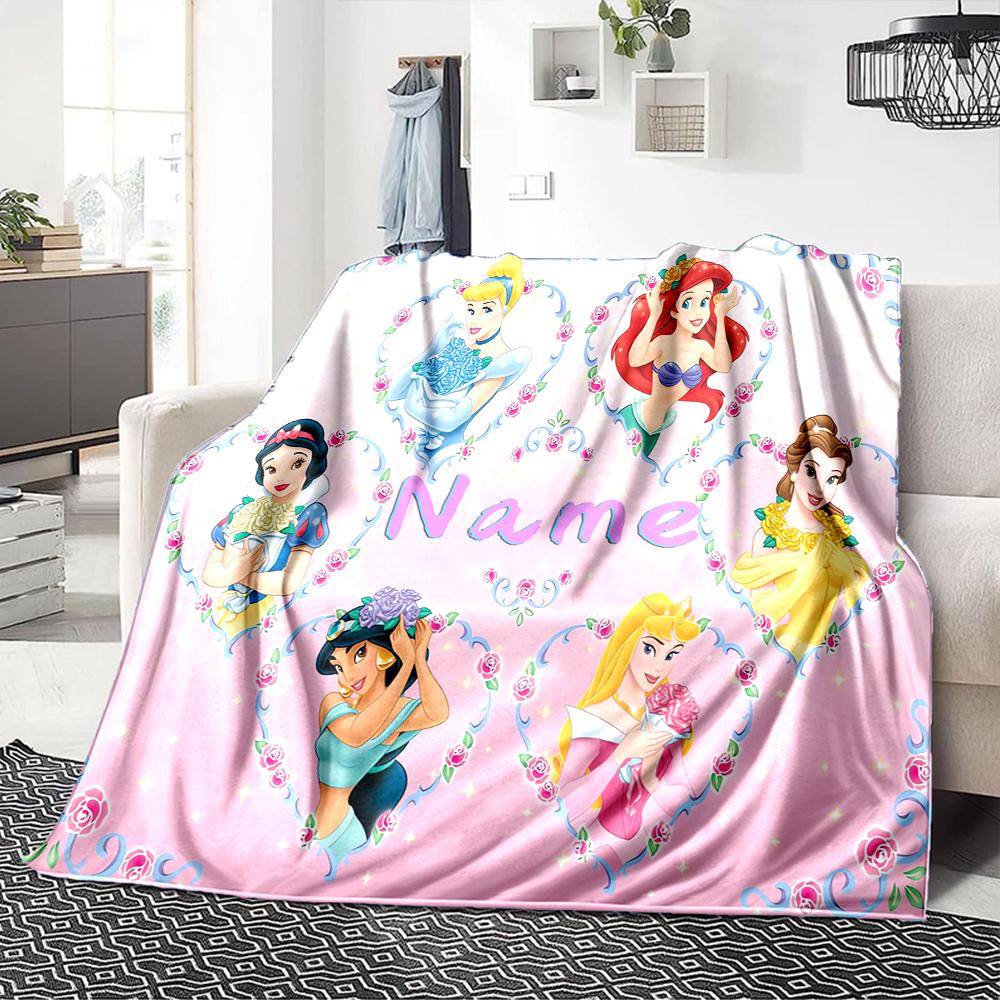 Custom Name Princesses Together blanket for Couch & Bed, Plush Cozy Fuzzy Blanket Super Soft & Warm Blankets for Fall and Winter. 0908120