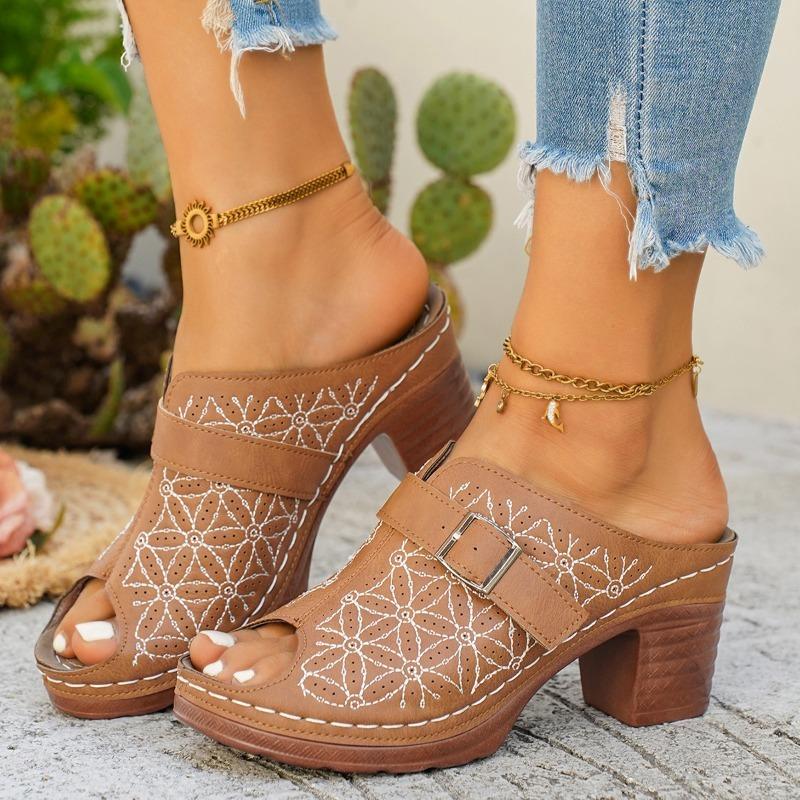 Women's High-Heel Closed-Toe Backless Hollow Fashion Sandals, Stylish Comfort Footwear, Available In Large Sizes.