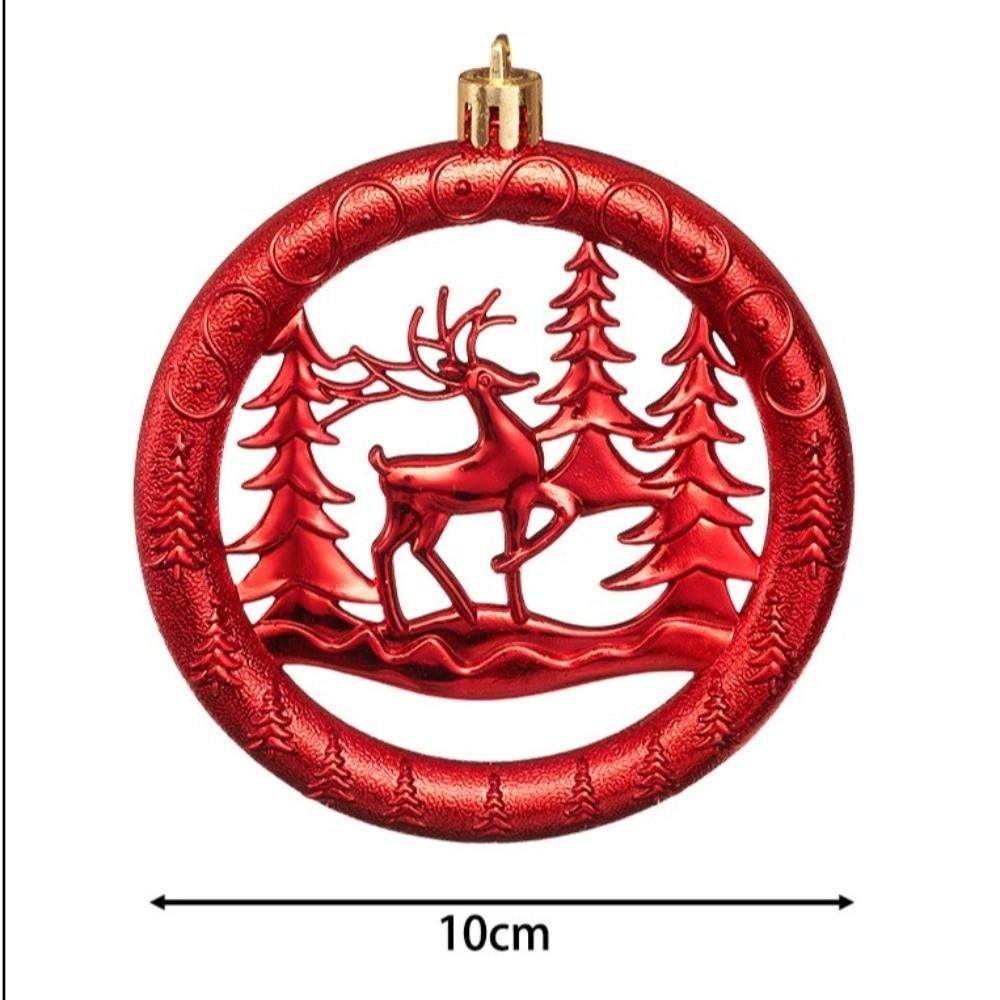 3Pcs 10CM Christmas Pendant Round Pancake Shaped Red Xmas Decorative Ornaments Deer Christmas Tree Christmas Spheres
