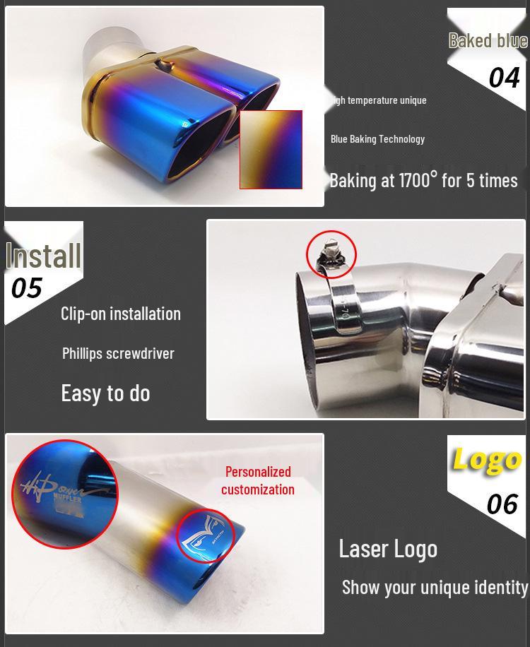 Eksosrør i rustfritt stål med dobbelt utløp for Nissan Qashqai/Haima S5