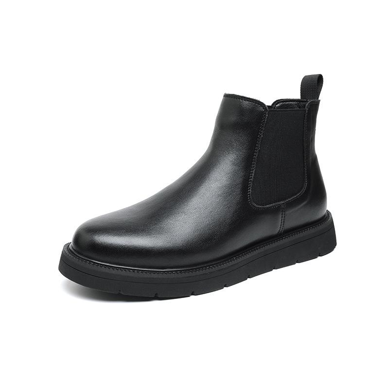 Mode Herren Casual Business Büro Chelsea Boots Herbst Winter Schuhe Cowboy Original Lederstiefel Schwarz Stilvolle Plateau Stiefeletten