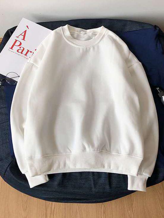 2023 Unisex Autumn/Winter Thick Velvet Solid Color Loose Hoodie - Trendy Round Neck