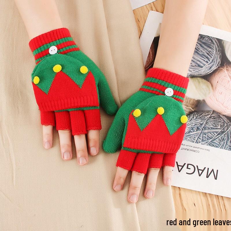 

Женские зимние варежки без пальцев с откидным верхом - Теплые, Защищающие от холода, Милый мультяшный дизайн Teen/Student