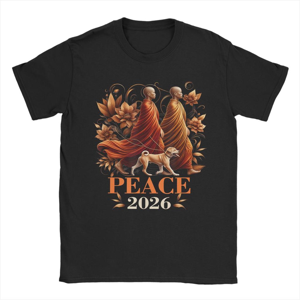 Mens Buddhist Monks Walk For Peace Aloka Dog T Shirt Cotton Clothing Novelty Short Sleeve Crew Neck Tees Gift Idea TShirt
