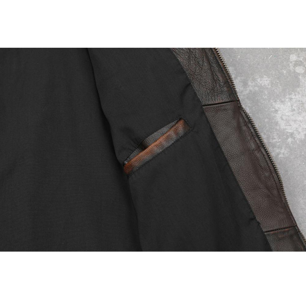 Chinese Size Vintage Red Brown Real Cowhide Genuine Leather Jacket Men Motorcycle Coat Mens Biker Clothes Spring Autumn