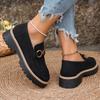Small Leather Shoes Women's Spring and Autumn New Fashion Versatile Retro Color Matching Casual Thick Heel Platform Single Shoes