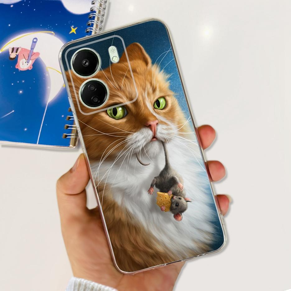 For Xiaomi Poco C65 Case Cute Cat Butterfly Cover Soft TPU Phone Case For Xiaomi Redmi 13C Redmi13C PocoC65 Fundas 6.74'' Bumper